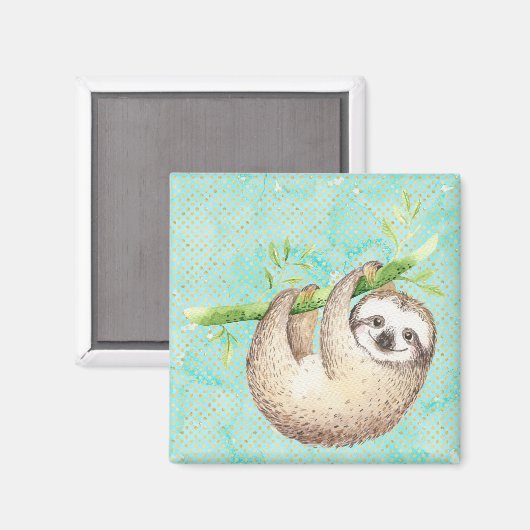 Waterverf Happy Sloth Magneet (Voorkant / Achterkant)