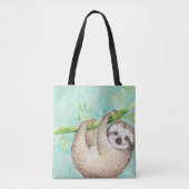Waterverf Happy Sloth Tote Bag (Voorkant)