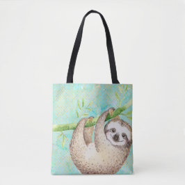 Waterverf Happy Sloth Tote Bag