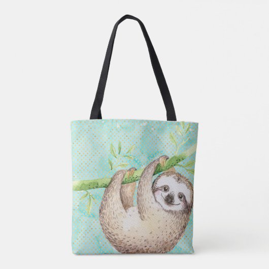 Waterverf Happy Sloth Tote Bag (Achterkant)