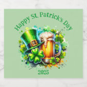 Waterverf Happy St. Patrick's Day Party accessoire Bier Etiket (Enkel label)