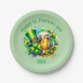 Waterverf Happy St. Patrick's Day Party accessoire Papieren Bordje (Voorkant)