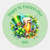 Waterverf Happy St. Patrick's Day Party accessoire Ronde Sticker (Voorkant)