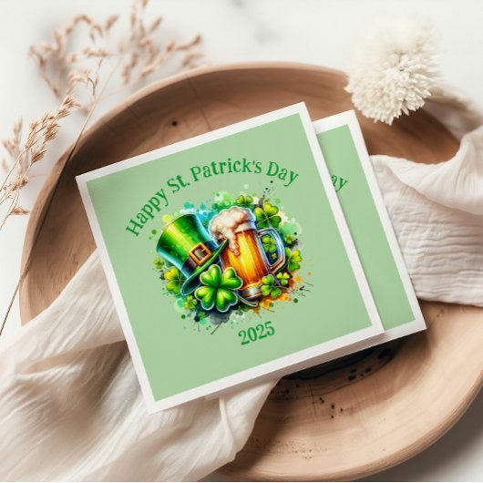 Waterverf Happy St. Patrick's Day Party accessoire Servet