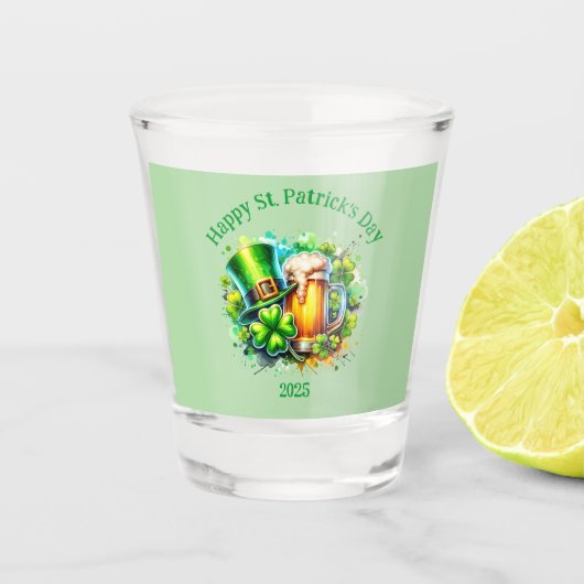Waterverf Happy St. Patrick's Day Party accessoire Shot Glas (Voorkant)