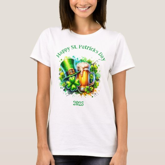 Waterverf Happy St. Patrick's Day Party accessoire T-shirt (Voorkant)