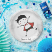 Waterverf Happy Stick Boy Red Cape Mooi Papieren Bordje (Feest)