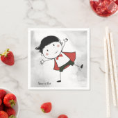 Waterverf Happy Stick Boy Red Cape Mooi Servet (Insitu)