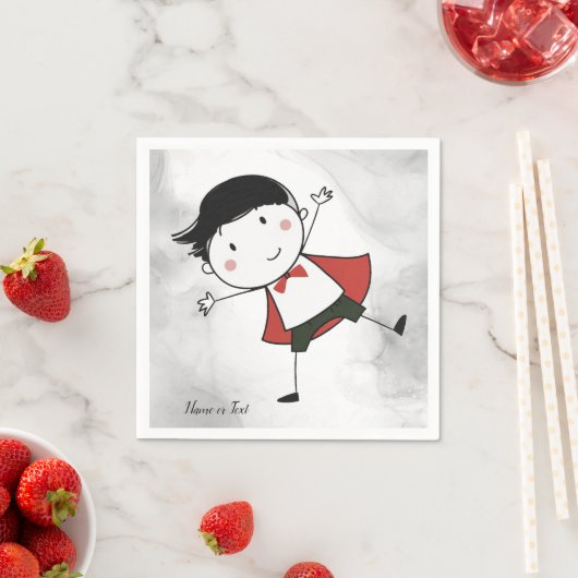 Waterverf Happy Stick Boy Red Cape Mooi Servet (Insitu)