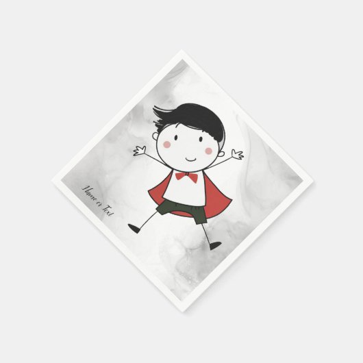 Waterverf Happy Stick Boy Red Cape Mooi Servet (Hoek)