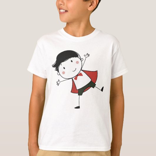 Waterverf Happy Stick Boy Red Cape Mooi T-shirt (Voorkant)