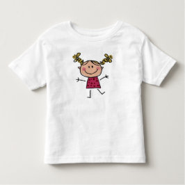Waterverf Happy Stick Girl Roze Jurk Elegant Kinder Shirts
