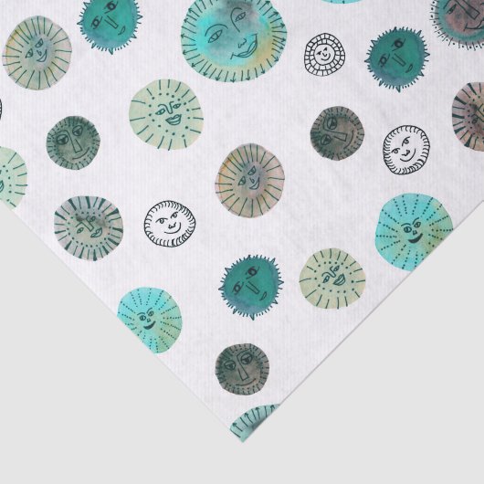 Waterverf Happy Suns Pattern Gift Tissuepapier (Detail)