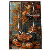 Waterverf Happy Thanksgiving herfstbladeren Medium Cadeauzakje (Achterkant)