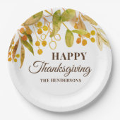 Waterverf Happy Thanksgiving Papieren Bordje (Voorkant)