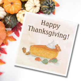 Waterverf Happy Thanksgiving Pompoentaart Papier P Servet