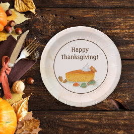 Waterverf Happy Thanksgiving Pompoentaart Papieren Bordje