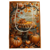 Waterverf Happy Thanksgiving Pumpkin Pie Medium Cadeauzakje (Voorkant)