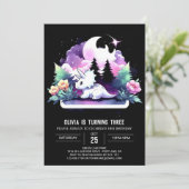 Waterverf Happy Triceratops Verjaardag Kaart (Staand voorkant)