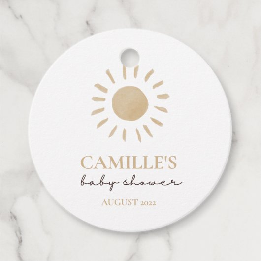 Waterverf Happy Yellow Sun Dank u Baby shower Bedankjes Labels (Voorkant)