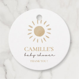 Waterverf Happy Yellow Sun Dank u Baby shower Bedankjes Labels