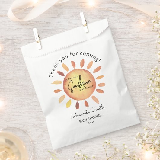 Waterverf Happy Yellow Sun Dank u Baby shower Bedankzakje (Geknipt)