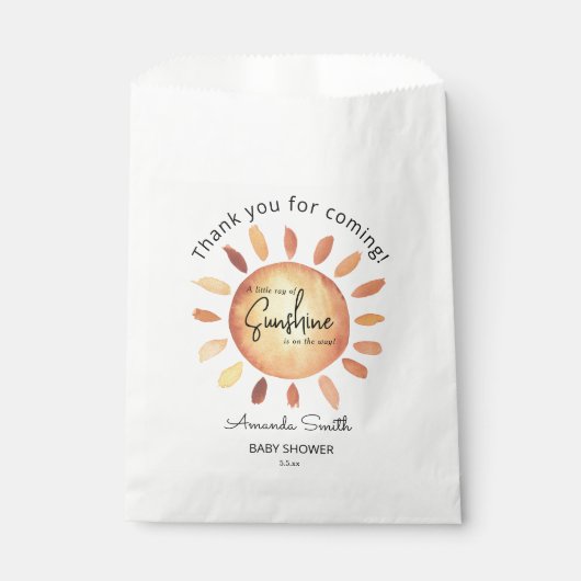 Waterverf Happy Yellow Sun Dank u Baby shower Bedankzakje (Voorkant)