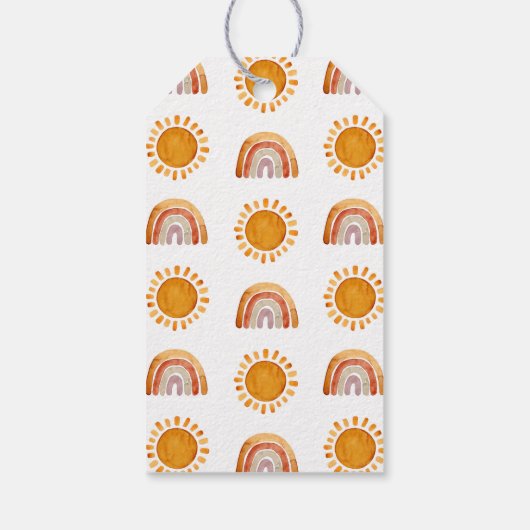 Waterverf Happy Yellow Sun Dank u Baby shower Cadeaulabel (Achterkant)