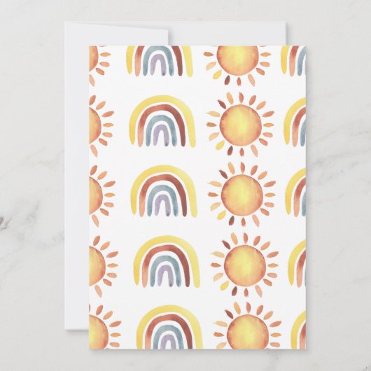 Waterverf Happy Yellow Sunshine Baby shower Kaart (Achterkant)