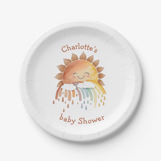 Waterverf Happy Yellow Sunshine Baby shower Papieren Bordje (Voorkant)