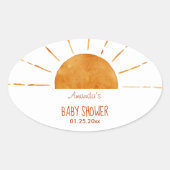 Waterverf Happy Yellow Sunshine Boho Baby shower Ovale Sticker (Voorkant)