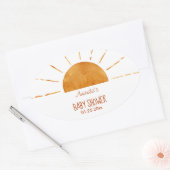 Waterverf Happy Yellow Sunshine Boho Baby shower Ovale Sticker (Envelop)