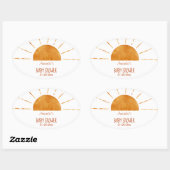 Waterverf Happy Yellow Sunshine Boho Baby shower Ovale Sticker (Vel)