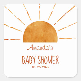 Waterverf Happy Yellow Sunshine Boho Baby shower Vierkante Sticker