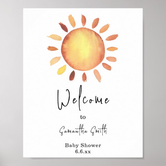 Waterverf Happy Yellow Sunshine Welkom Poster (Voorkant)