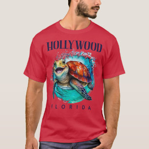 Waterverf Happy Zee Turtle Hollywood Florida T-shirt