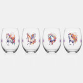 Waterverf hardlooppaarden met bloemige accenten wijnglas zonder voet (Achterkant)