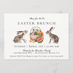 Waterverf Hare Easter Brunch Uitnodiging