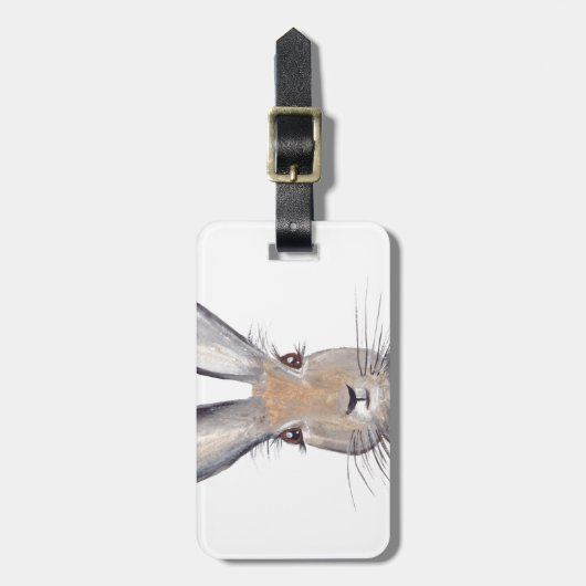 Waterverf harige konijnen bagagelabel (Voorkant verticaal)