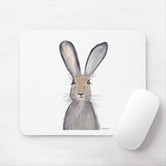 Waterverf harige konijnen muismat (Met muis)