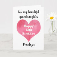 Waterverf hart 12e verjaardag kleindochter