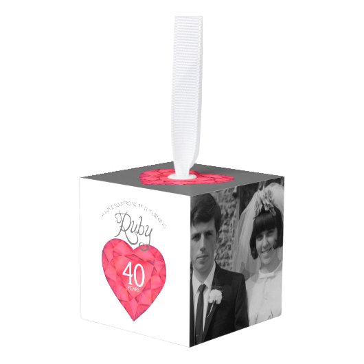 Waterverf hart 40e Jubileum foto Decoratie (Voorkant hoekig)