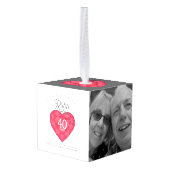 Waterverf hart 40e Jubileum foto Decoratie (Achter hoekig)