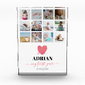 Waterverf Hart Baby eerste jaar Foto Collage (Voorkant)