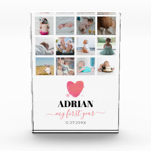 Waterverf Hart Baby eerste jaar Foto Collage