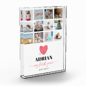 Waterverf Hart Baby eerste jaar Foto Collage (Links)