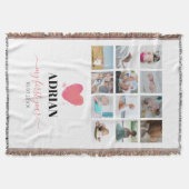 Waterverf Hart Baby eerste jaar Foto Collage Deken (Voorkant)