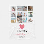Waterverf Hart Baby eerste jaar Foto Collage Fleece Deken (Voorkant)