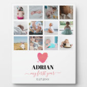 Waterverf Hart Baby eerste jaar Foto Collage Fotoplaat (Voorkant)