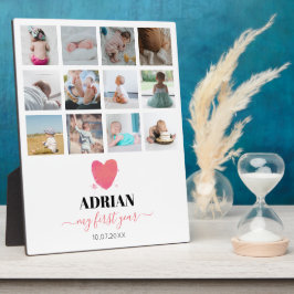 Waterverf Hart Baby eerste jaar Foto Collage Fotoplaat